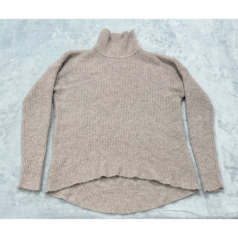 Madewell Womens Sweater Merino Wool Alpaca Blend Waffle Knit Turtleneck S Tan